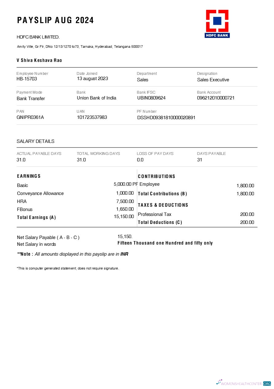 Download HDFC Bank payslip template in Word and PDF formats.pdf, 1 Photoshop template